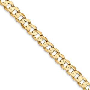 5.25mm, 14k Yellow Gold, Open Concave Curb Chain Necklace, 16 Inch